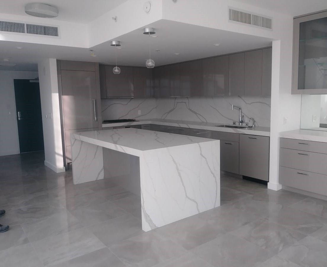 White granite and marble kitchen
